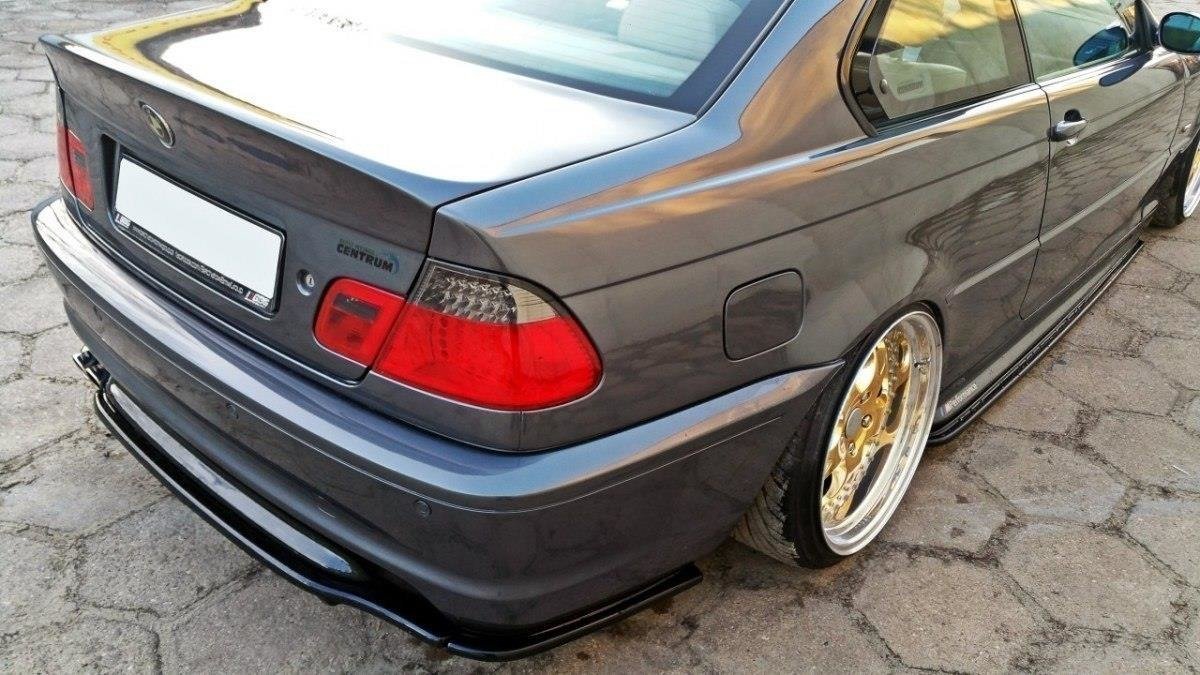 Heck Ansatz Flaps Diffusor für BMW 3er E46 M Paket COUPE Carbon Look