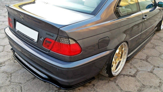 Heck Ansatz Flaps Diffusor für BMW 3er E46 M Paket COUPE schwarz Hochglanz
