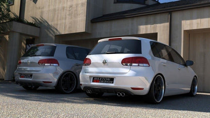 Heckschürze für VW GOLF 6 MIT 2 AUSPUFF schwarz Hochglanz