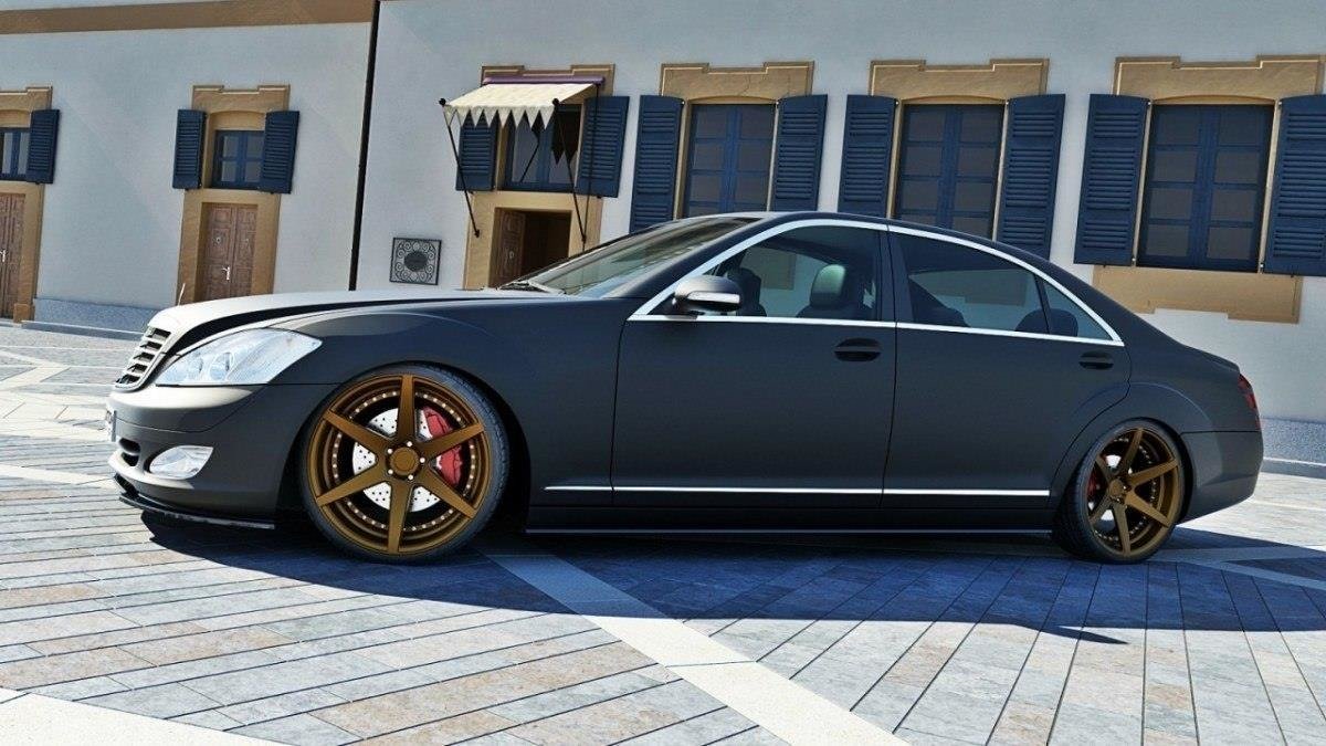 Seitenschweller Ansatz für MERCEDES S-KLASSE W221 LONG schwarz matt