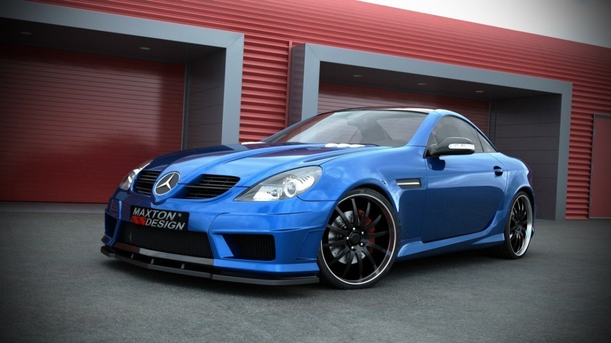 Front Stoßstange Frontschürze + Splitter passend für Mercedes SLK R171 (SLK R172 AMG Look) Carbon Look Carbon Look