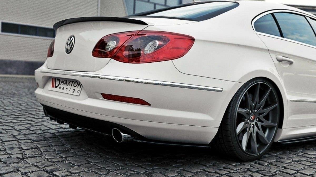 Heck Ansatz Flaps Diffusor für VW Passat CC R36 RLINE (vor Facelift) Carbon Look