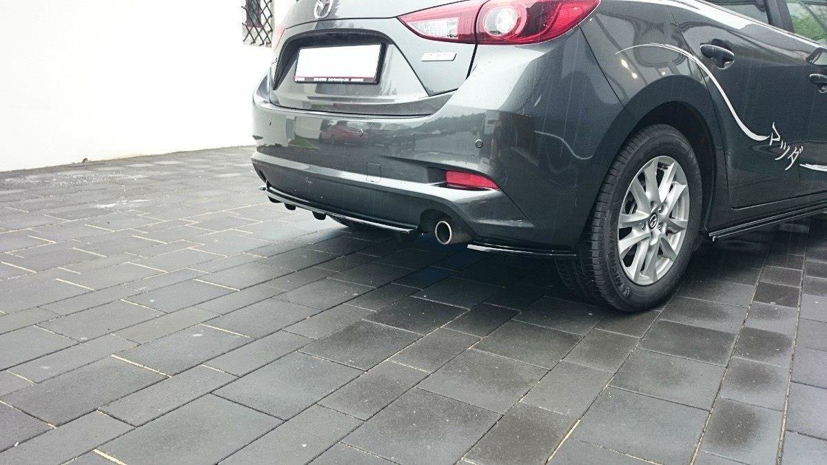 Heck Ansatz Flaps Diffusor für Mazda 3 BN (Mk3) Facelift schwarz Hochglanz