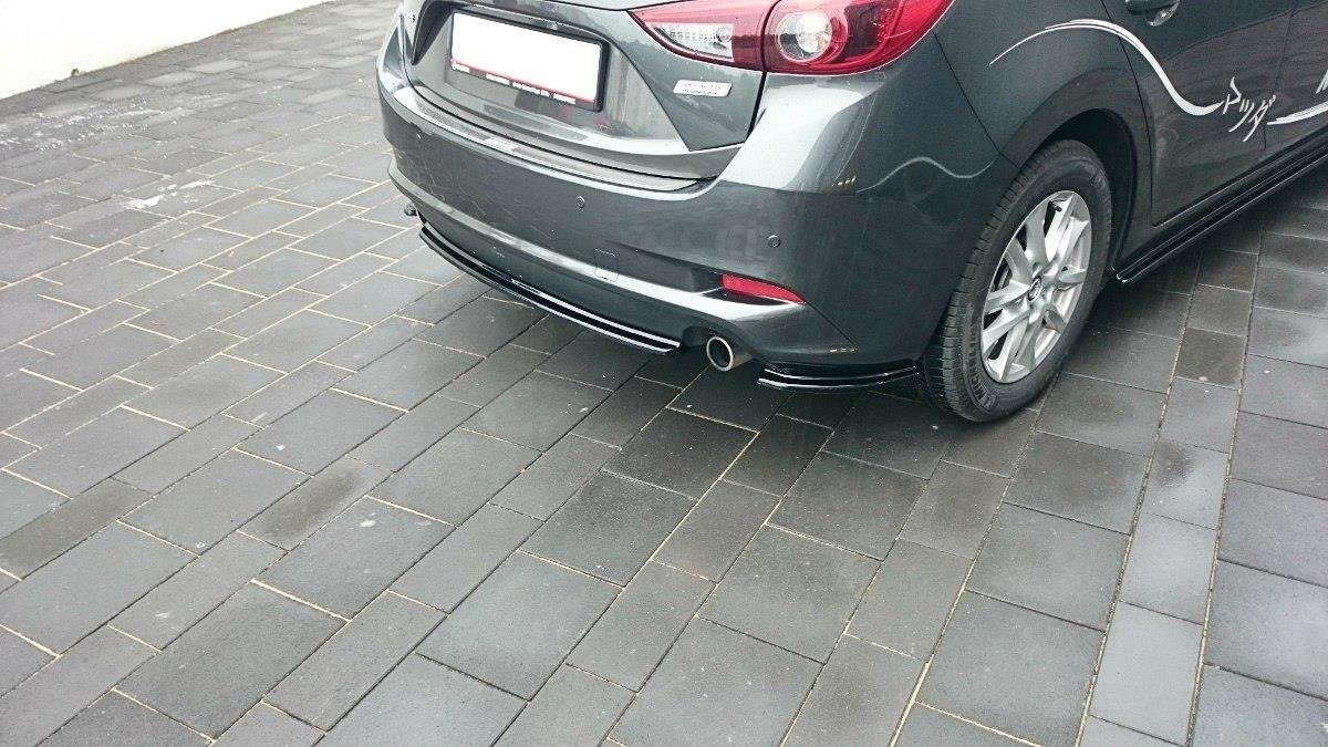 Mittlerer Diffusor Heck Ansatz für Mazda 3 BM (Mk3) Facelift  schwarz Hochglanz