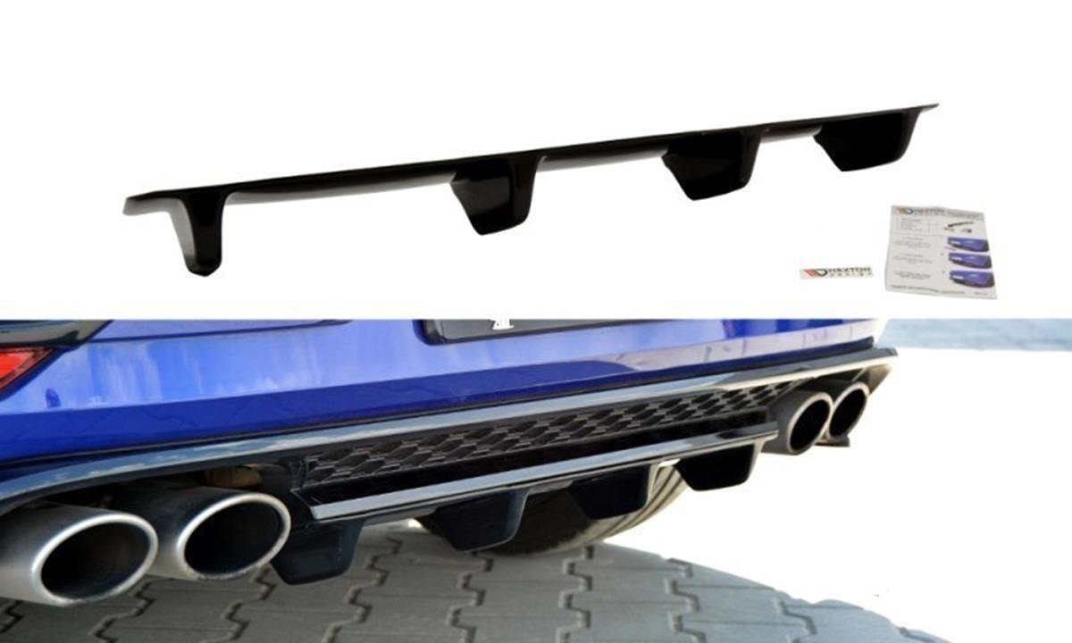 Mittlerer Diffusor Heck Ansatz für VW GOLF 7 R Facelift Carbon Look