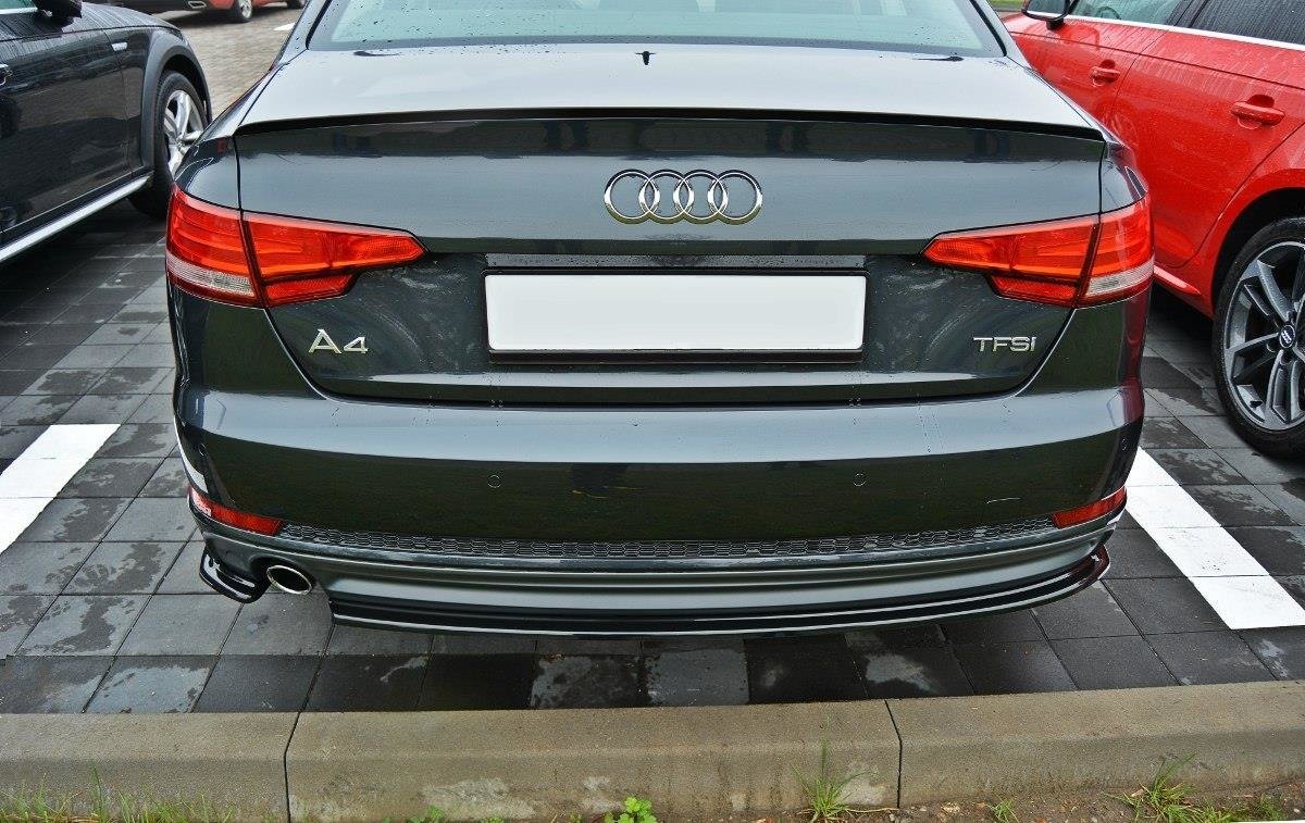 Heck Ansatz Flaps Diffusor für Audi A4 B9 S-Line schwarz matt