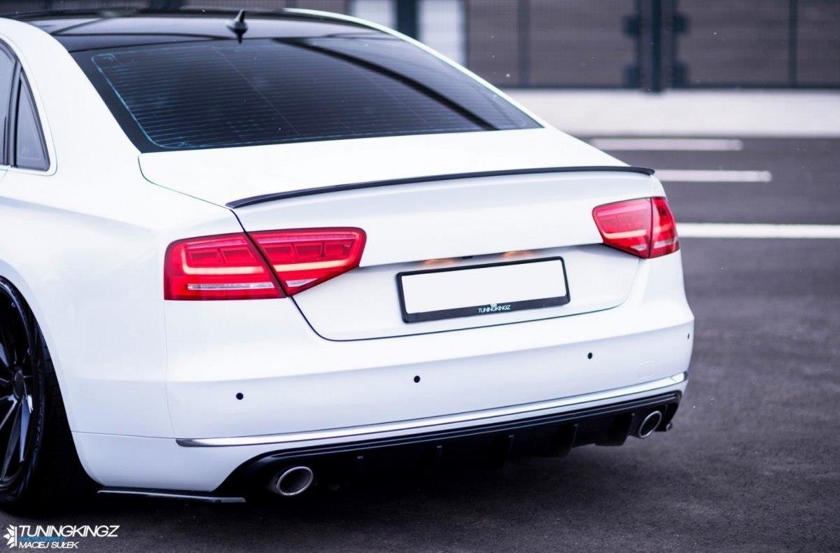 Heck Ansatz Flaps Diffusor für Audi A8 D4 schwarz matt