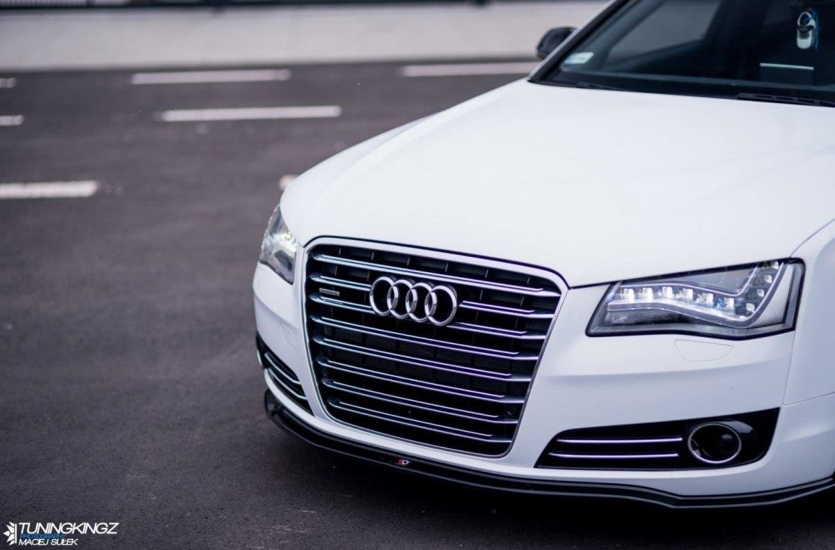 Front Ansatz V.1 für Audi A8 D4 schwarz Hochglanz