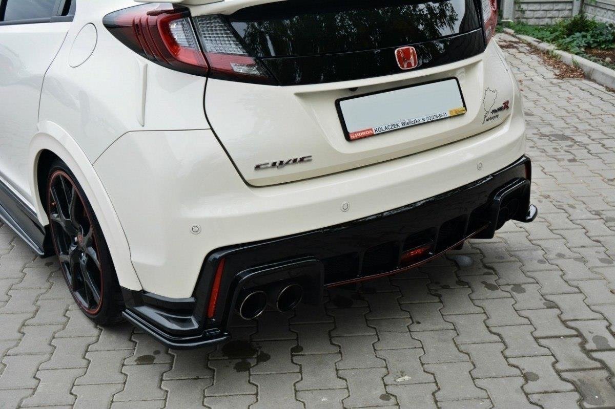 Heck Ansatz Flaps Diffusor für HONDA CIVIC IX TYPE R schwarz Hochglanz