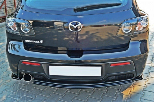 Mittlerer Diffusor Heck Ansatz für MAZDA 3 MPS MK1 PREFACE  schwarz Hochglanz