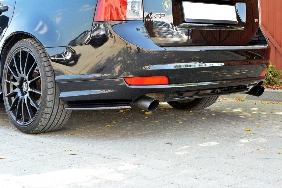 Heck Ansatz Flaps Diffusor für VOLVO V50F R-DESIGN schwarz matt