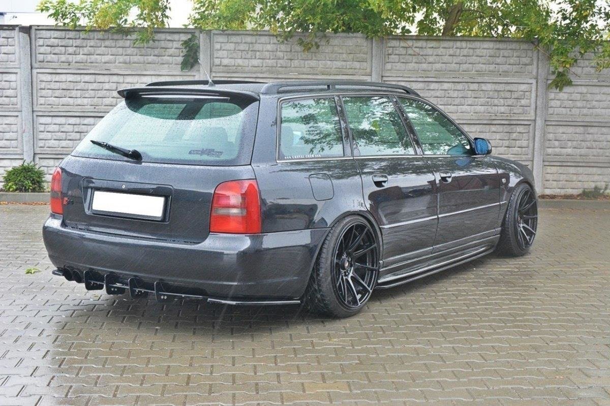 Heck Ansatz Flaps Diffusor für AUDI S4 B5 Avant schwarz matt