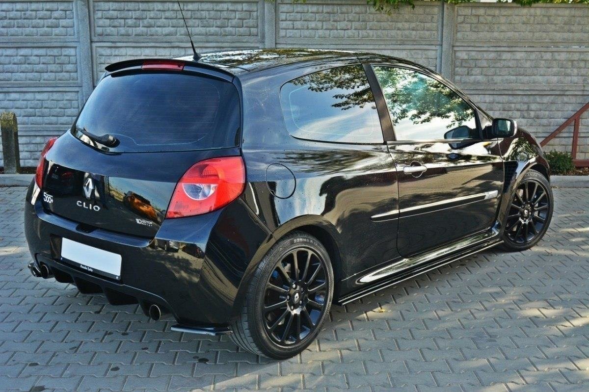 Heck Ansatz Flaps Diffusor für RENAULT CLIO III RS schwarz Hochglanz