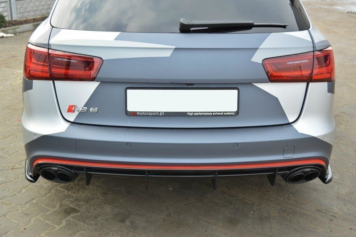 Heck Ansatz Flaps Diffusor für AUDI RS6 C7 schwarz matt