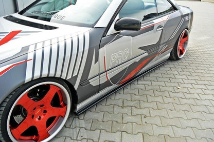 Seitenschweller Ansatz für MERCEDES CL-KLASSE C215 schwarz Hochglanz