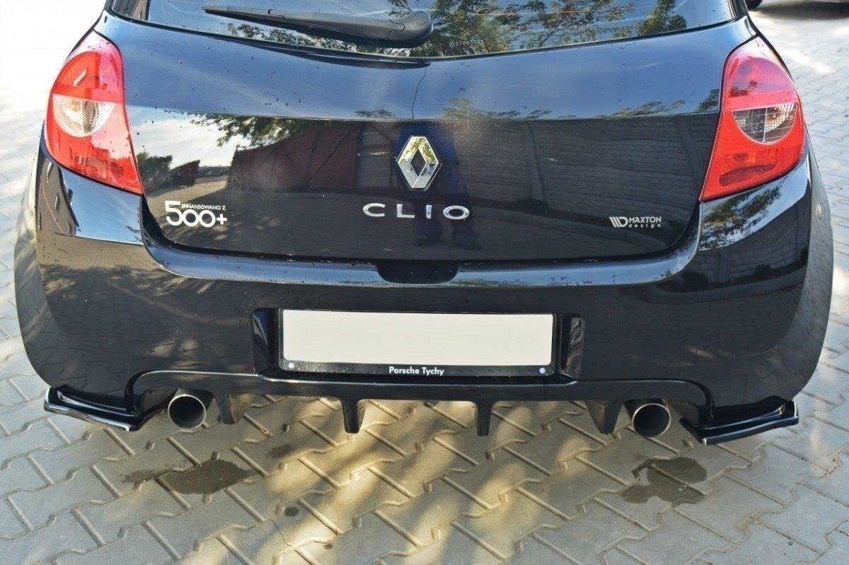 Heck Ansatz Flaps Diffusor für RENAULT CLIO III RS schwarz Hochglanz