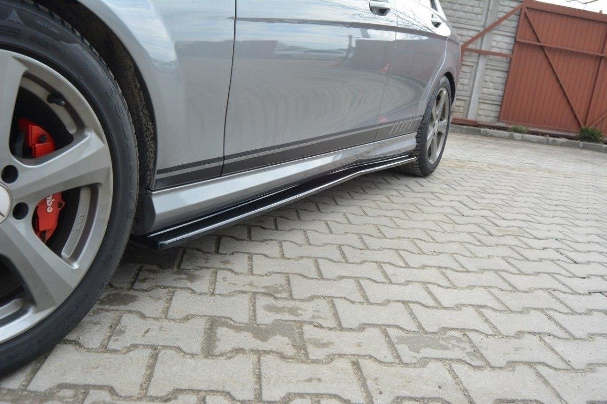 Seitenschweller Ansatz für Mercedes C W204 AMG-Line (vor Facelift) Carbon Look