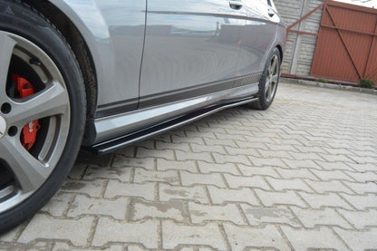 Seitenschweller Ansatz für Mercedes C W204 AMG-Line (vor Facelift) schwarz matt