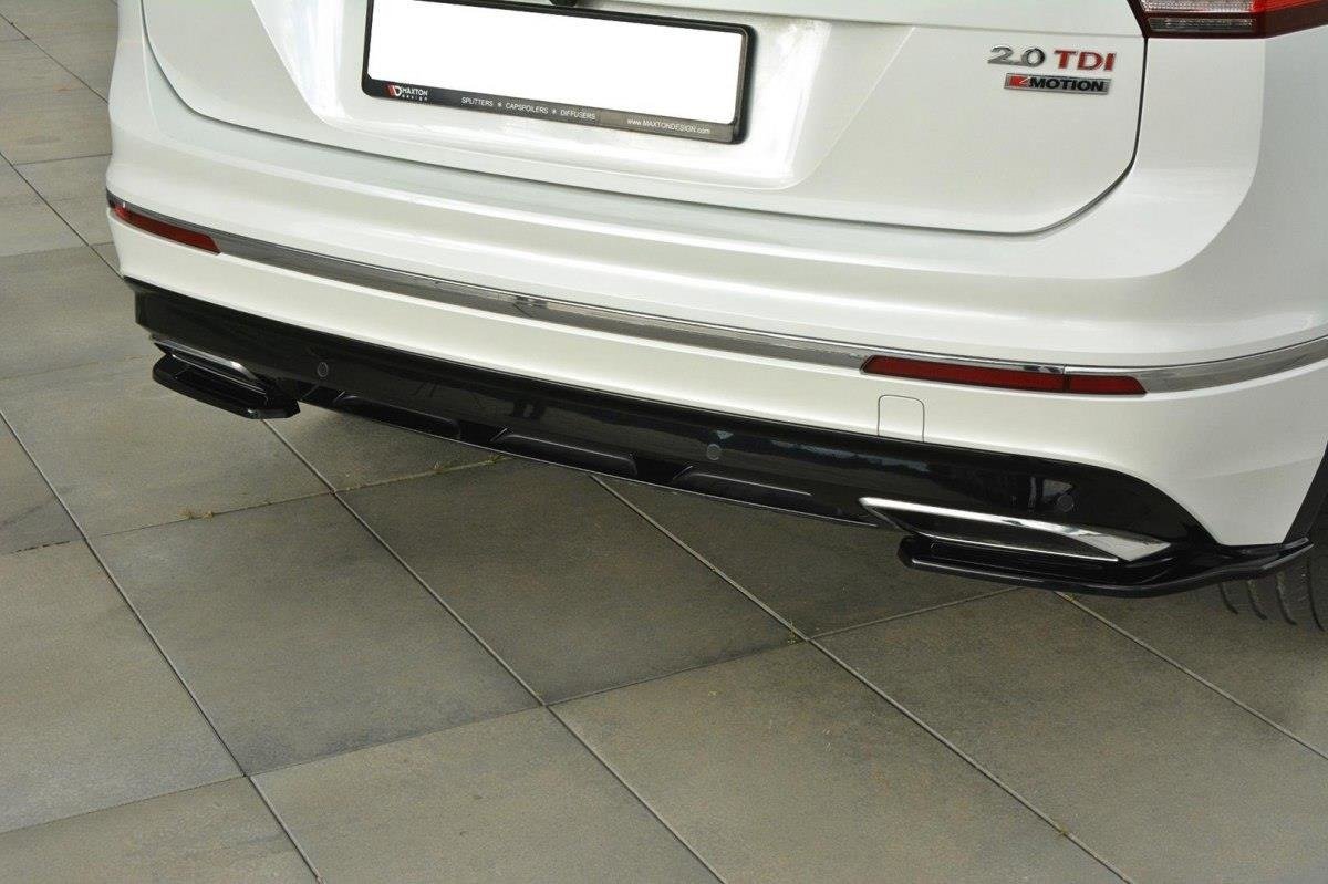 Heck Ansatz Flaps Diffusor für Vw Tiguan Mk2 R-Line schwarz matt