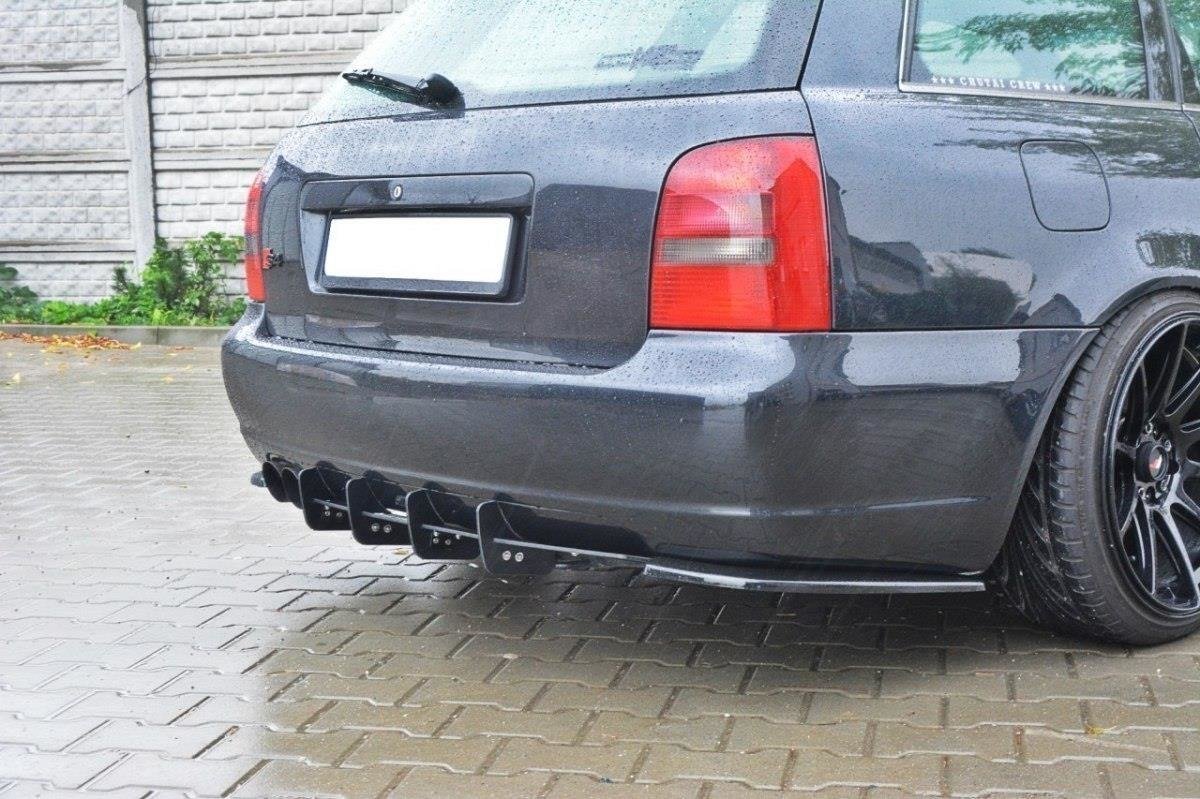 Heck Ansatz Flaps Diffusor für AUDI S4 B5 Avant schwarz matt