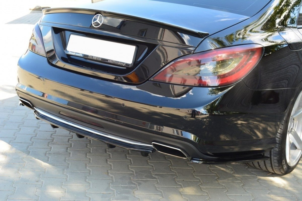 Mittlerer Diffusor Heck Ansatz für MERCEDES CLS C218 DTM LOOK AMG LINE schwarz Hochglanz