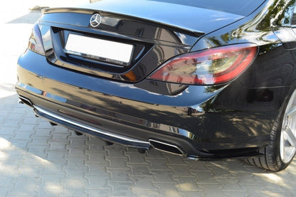 Mittlerer Diffusor Heck Ansatz für MERCEDES CLS C218 DTM LOOK AMG LINE schwarz Hochglanz