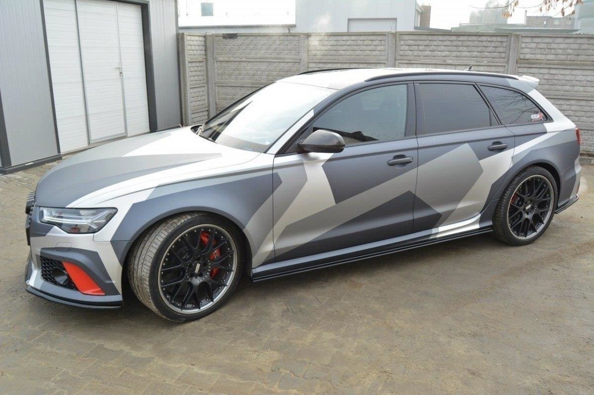Seitenschweller Ansatz für Audi RS6 C7 / C7 FL schwarz matt