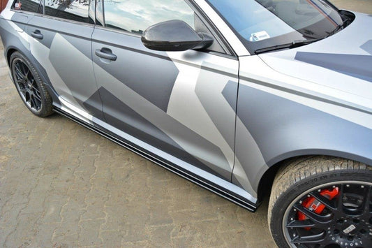 Seitenschweller Ansatz für Audi RS6 C7 / C7 FL schwarz matt