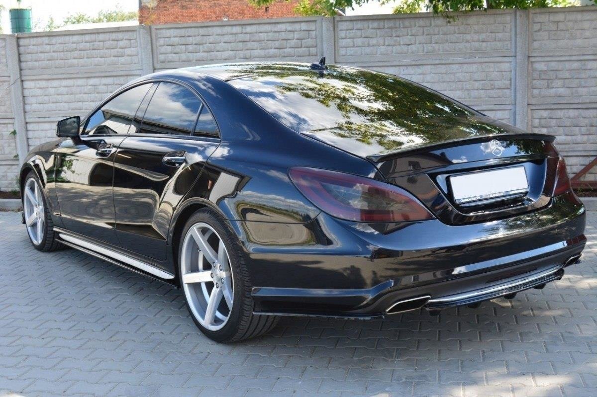 Heck Ansatz Flaps Diffusor für MERCEDES CLS C218 AMG LINE schwarz Hochglanz