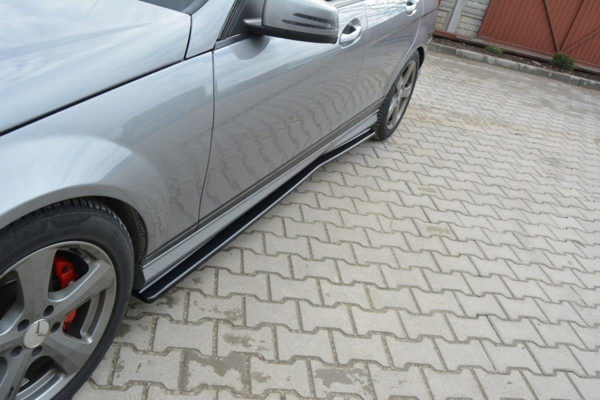 Seitenschweller Ansatz für Mercedes C W204 AMG-Line (vor Facelift) Carbon Look