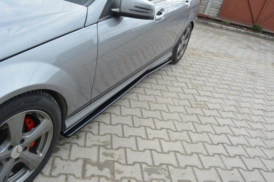 Seitenschweller Ansatz für Mercedes C W204 AMG-Line (vor Facelift) schwarz matt
