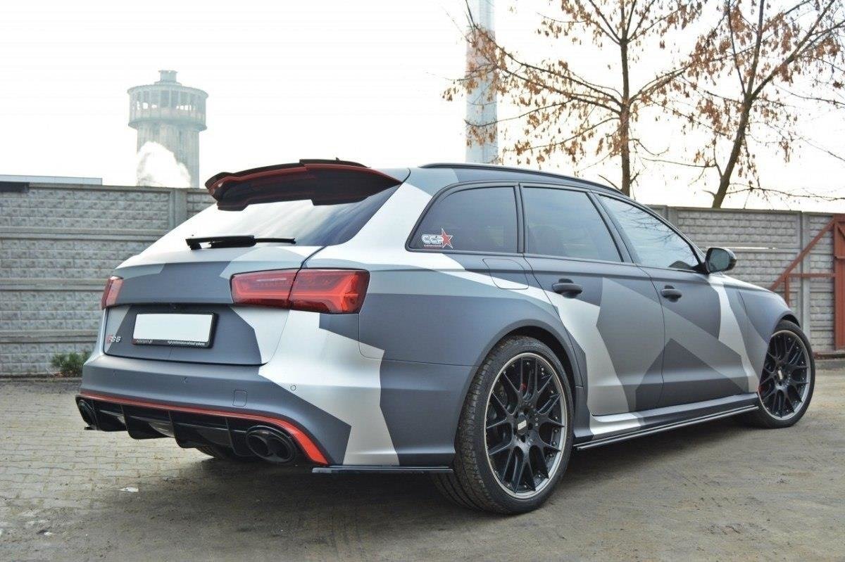 Heck Ansatz Flaps Diffusor für AUDI RS6 C7 Carbon Look