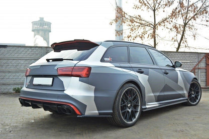 Heck Ansatz Flaps Diffusor für AUDI RS6 C7 Carbon Look