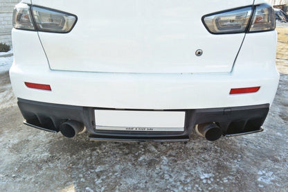 Heck Ansatz Flaps Diffusor für Mitsubishi Lancer Evo X Carbon Look