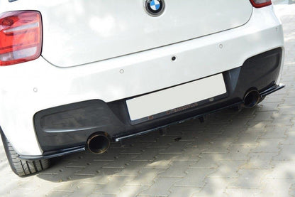 Heck Ansatz Flaps Diffusor für BMW 1er F20/F21 M-Power (vor Facelift) schwarz matt