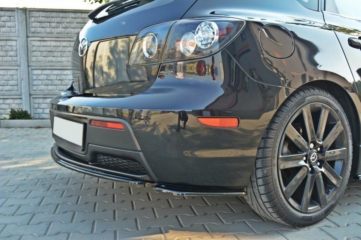 Heck Ansatz Flaps Diffusor für MAZDA 3 MPS MK1 (PREFACE) schwarz Hochglanz