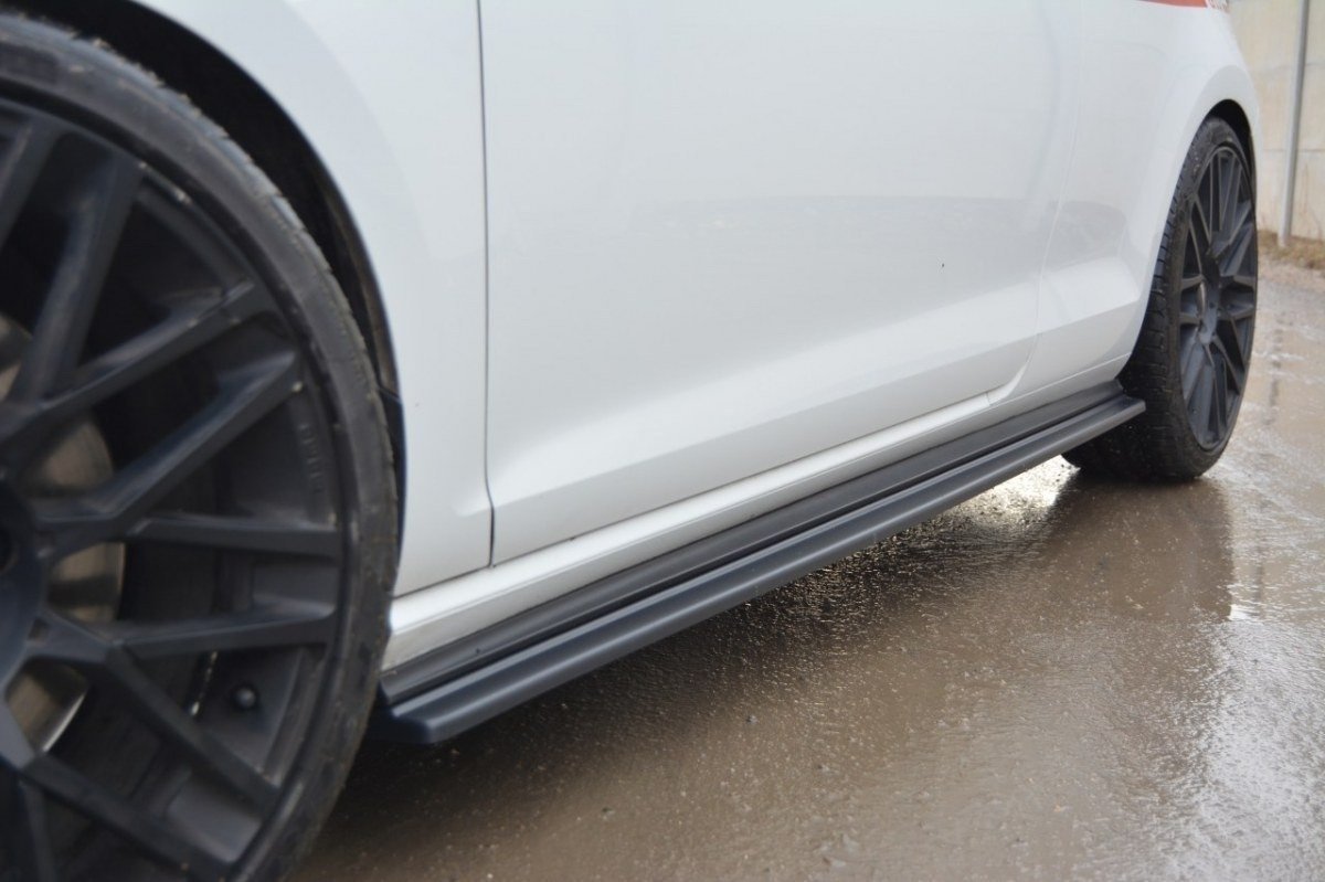 Seitenschweller Ansatz für VW GOLF 7 GTI PREFACE/FACELIFT (breit) schwarz matt