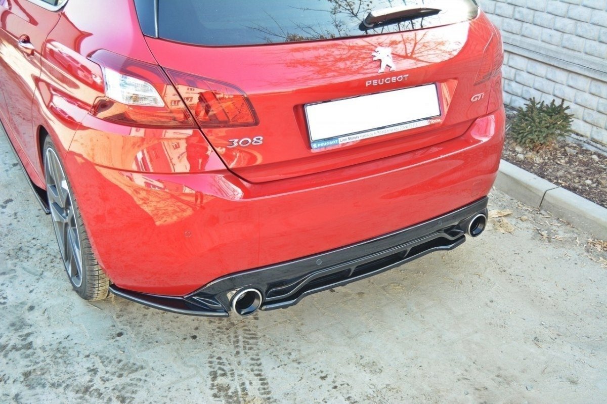 Mittlerer Diffusor Heck Ansatz für PEUGEOT 308 II GTI im DTM LOOK schwarz matt