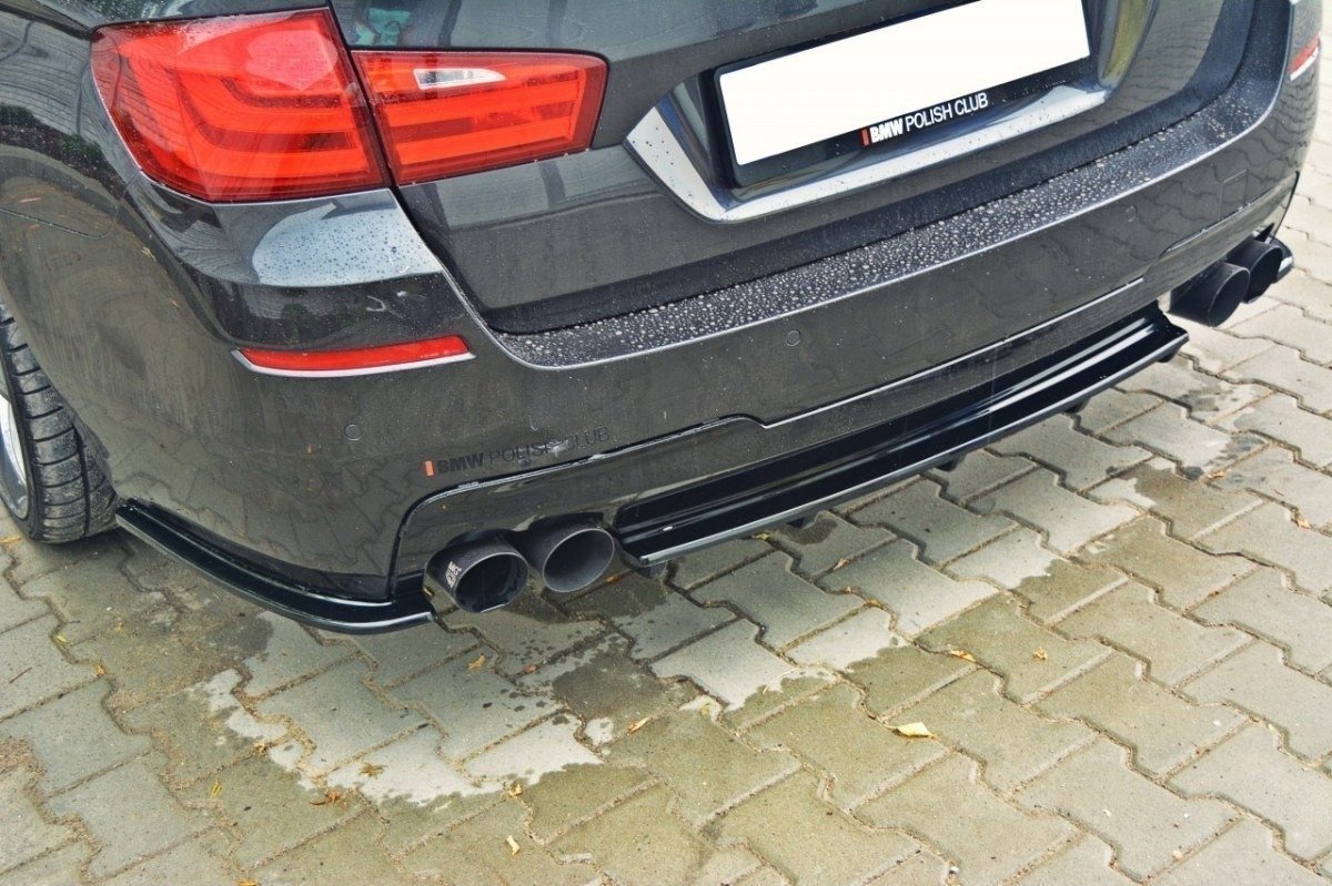 Mittlerer Diffusor Heck Ansatz für BMW 5er F11 M Paket (mit zwei Doppel Endstücken) schwarz Hochglanz