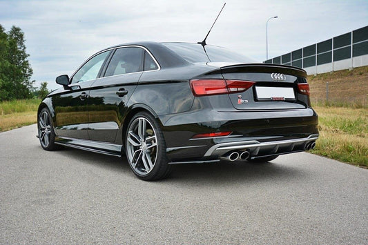 Heck Ansatz Flaps Diffusor für Audi S3 / A3 S-Line 8V FL Limousine schwarz Hochglanz
