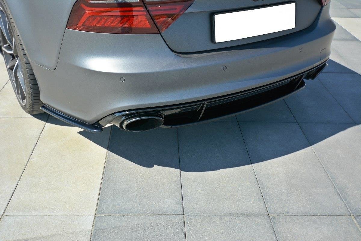 Heck Ansatz Flaps Diffusor für Audi RS7 Facelift schwarz Hochglanz