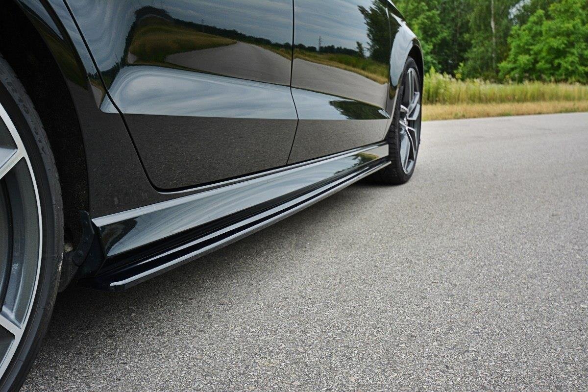 Seitenschweller Ansatz für V.1 für Audi S3 / A3 S-Line 8V / 8V FL Limousine schwarz matt