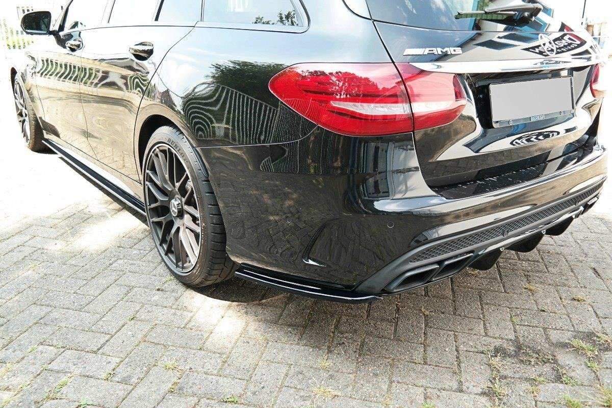 Heck Ansatz Flaps Diffusor für Mercedes C-Klasse S205 63 AMG Kombi Carbon Look