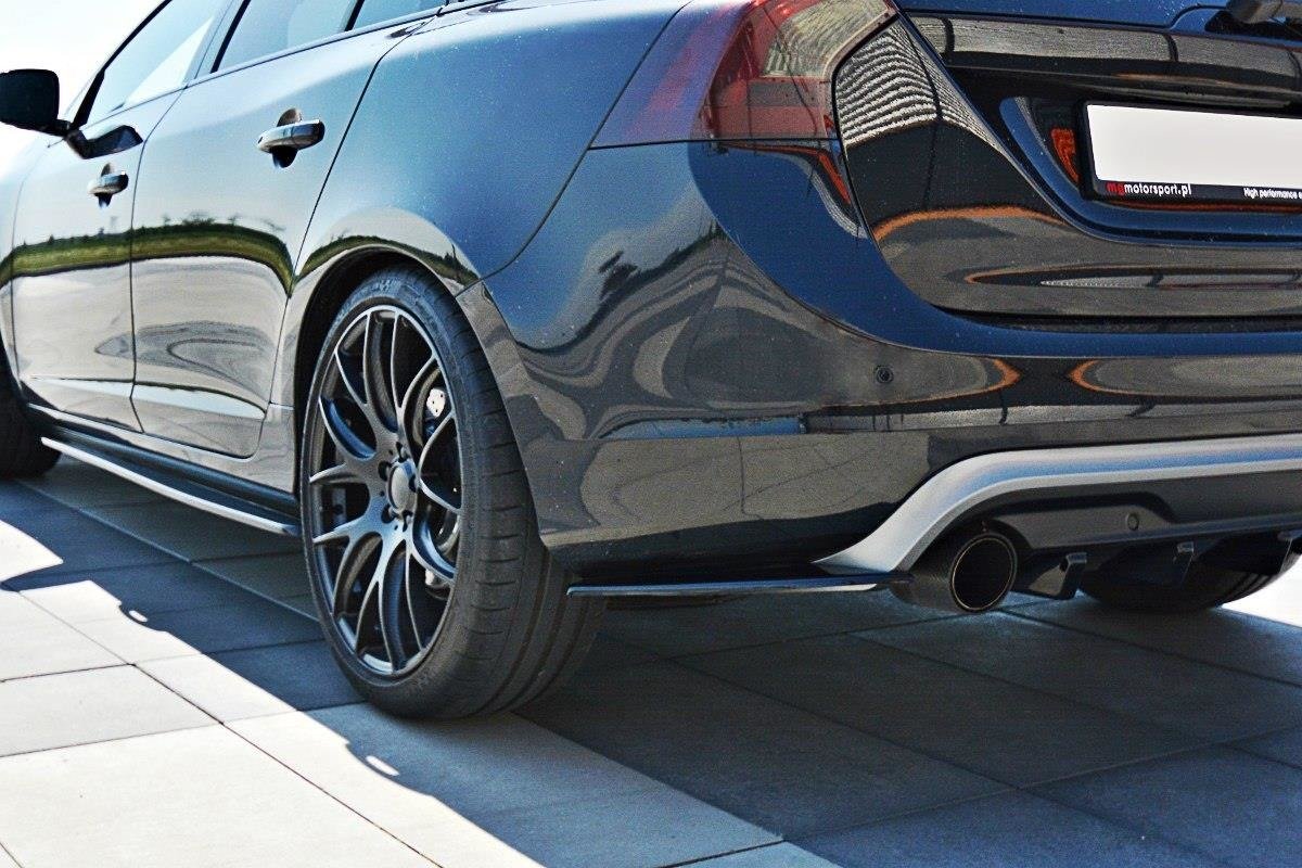 Heck Ansatz Flaps Diffusor für Volvo V60 Polestar Facelift Carbon Look
