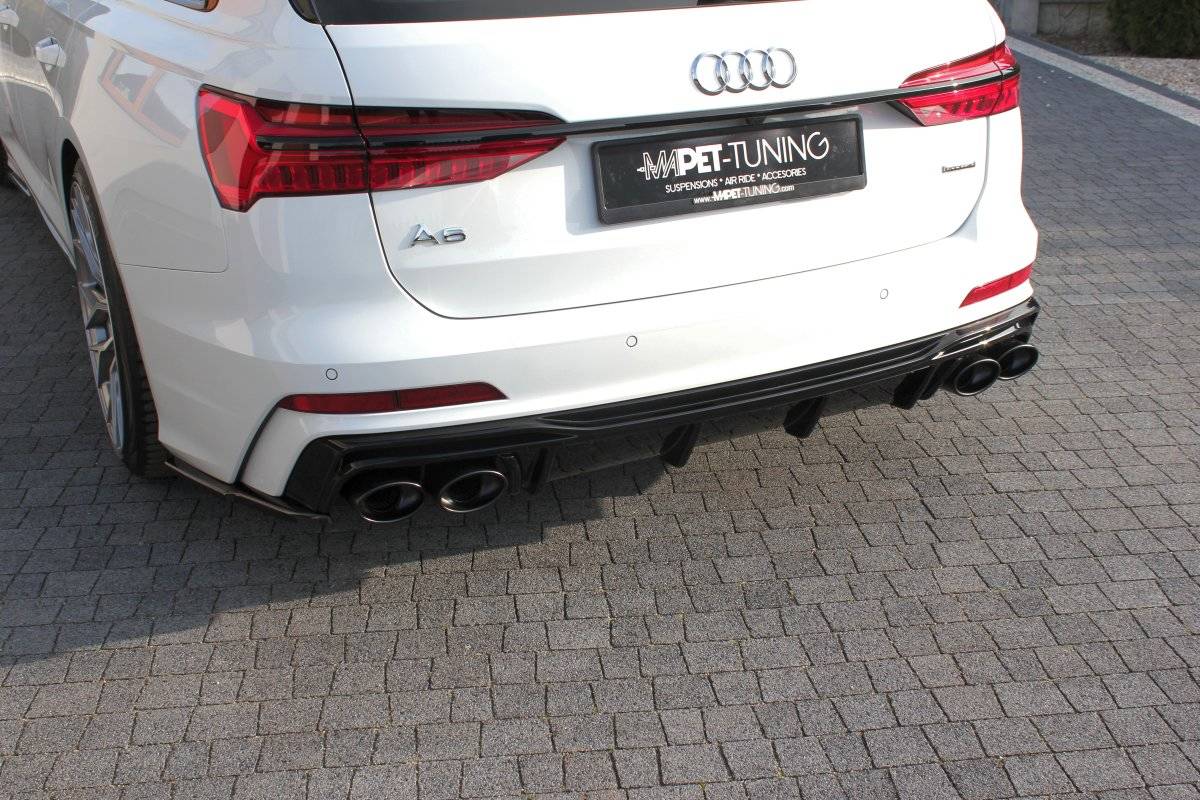 Diffusor Heck Ansatz für + Endschalldampfer Sportauspuff Attrappe Audi S6 / A6 S-Line C8