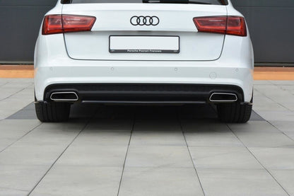 Mittlerer Diffusor Heck Ansatz für Audi A6 C7 Avant S-line Facelift Carbon Look
