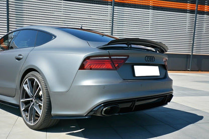 Heck Ansatz Flaps Diffusor für Audi RS7 Facelift schwarz Hochglanz