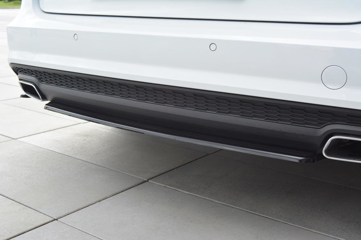 Mittlerer Diffusor Heck Ansatz für Audi A6 C7 Avant S-line Facelift Carbon Look