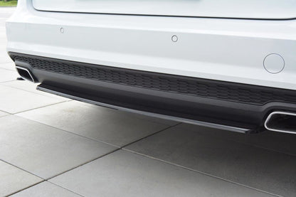 Mittlerer Diffusor Heck Ansatz für Audi A6 C7 Avant S-line Facelift Carbon Look