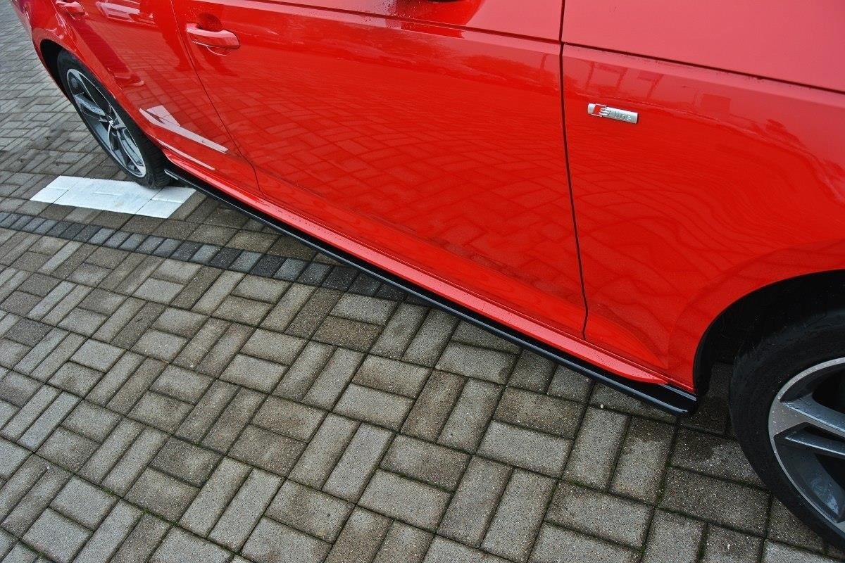 Seitenschweller Ansatz für Audi S4 / A4 S-Line B9 schwarz Hochglanz